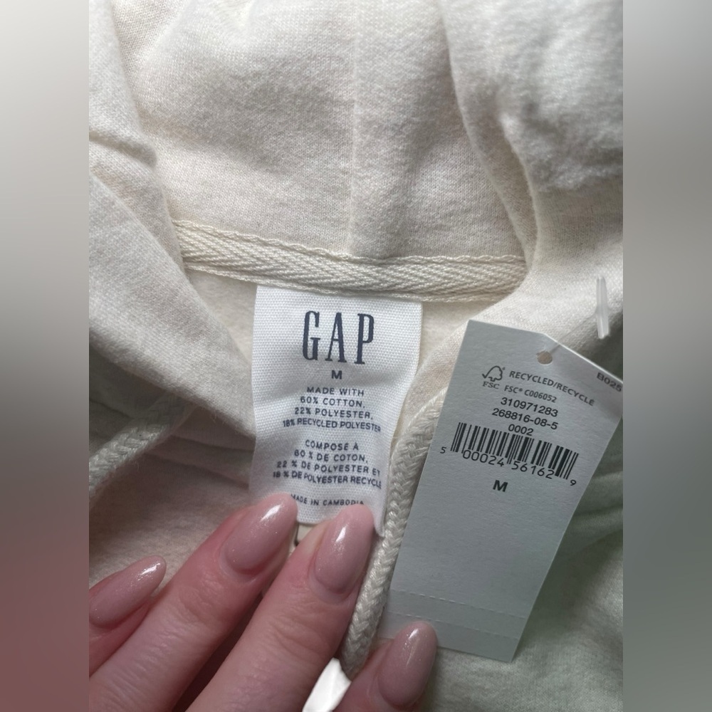 Gap New Logo Zip Hoodie Cream Medium - Picture 6 of 6